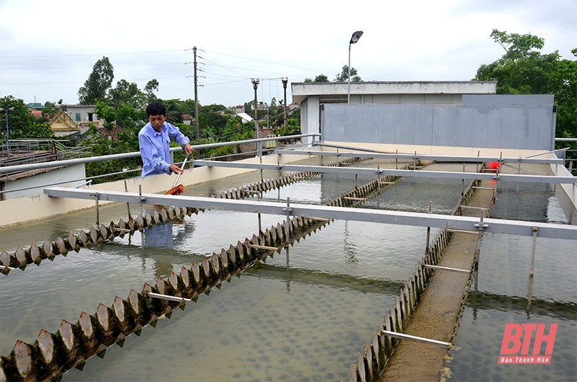 Hệ thống xử lý nước theo công nghệ lắng lọc Lamella (bể lắng Lamen) thuộc Nhà máy Nước sạch Hậu Lộc.